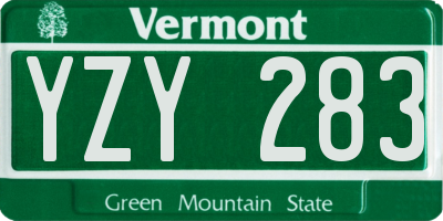 VT license plate YZY283
