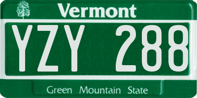 VT license plate YZY288