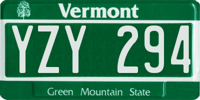VT license plate YZY294