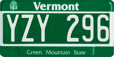 VT license plate YZY296