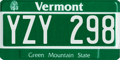 VT license plate YZY298