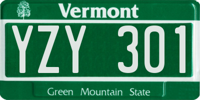 VT license plate YZY301