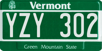 VT license plate YZY302