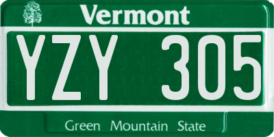 VT license plate YZY305