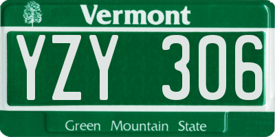 VT license plate YZY306