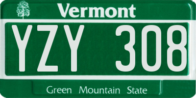 VT license plate YZY308