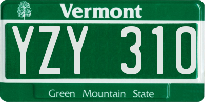 VT license plate YZY310