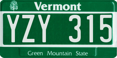 VT license plate YZY315