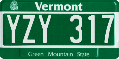 VT license plate YZY317