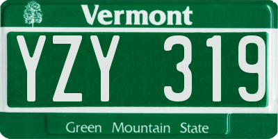 VT license plate YZY319