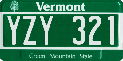 VT license plate YZY321