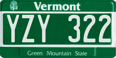 VT license plate YZY322