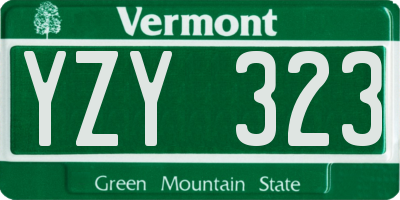 VT license plate YZY323