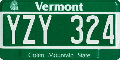 VT license plate YZY324