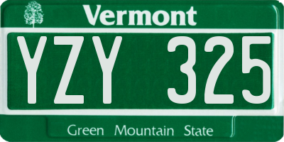 VT license plate YZY325