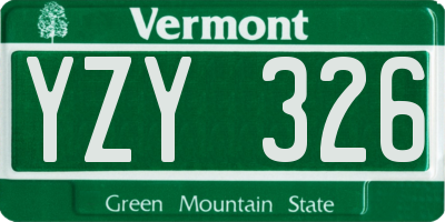 VT license plate YZY326
