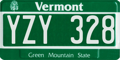 VT license plate YZY328