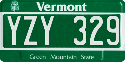 VT license plate YZY329