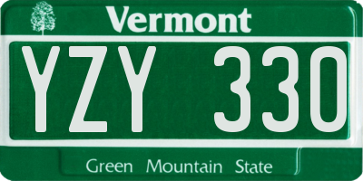 VT license plate YZY330