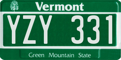 VT license plate YZY331