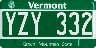 VT license plate YZY332