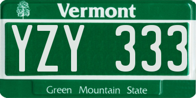 VT license plate YZY333