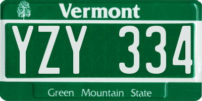 VT license plate YZY334