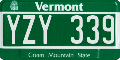 VT license plate YZY339
