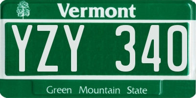 VT license plate YZY340