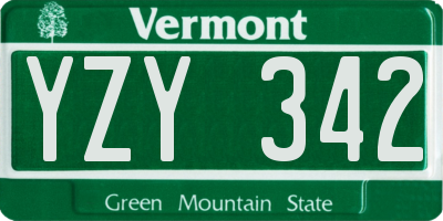 VT license plate YZY342