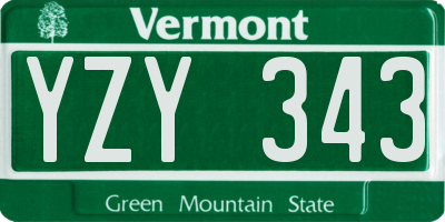 VT license plate YZY343
