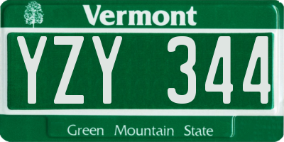 VT license plate YZY344