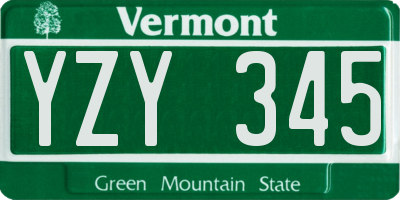 VT license plate YZY345