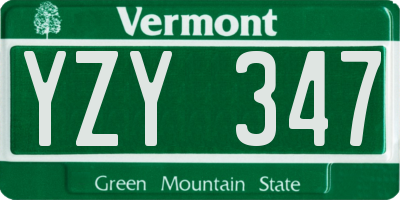 VT license plate YZY347