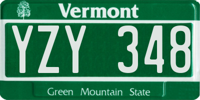 VT license plate YZY348