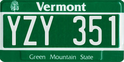 VT license plate YZY351
