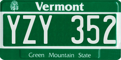 VT license plate YZY352