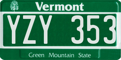 VT license plate YZY353
