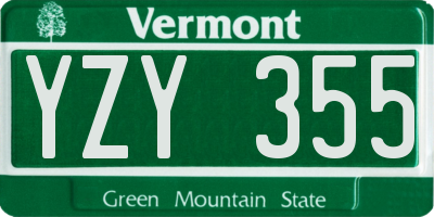 VT license plate YZY355