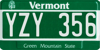 VT license plate YZY356