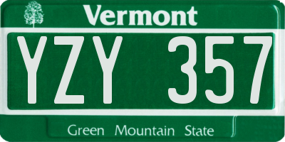 VT license plate YZY357