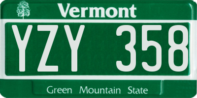 VT license plate YZY358