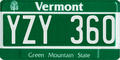 VT license plate YZY360