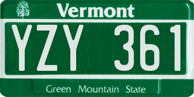 VT license plate YZY361