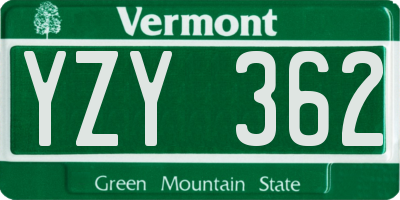 VT license plate YZY362