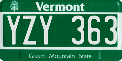 VT license plate YZY363