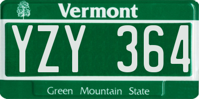 VT license plate YZY364