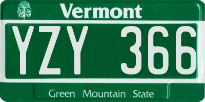 VT license plate YZY366