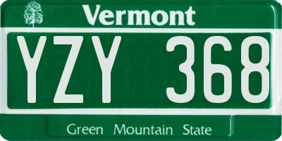 VT license plate YZY368