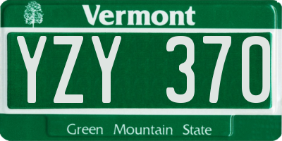 VT license plate YZY370